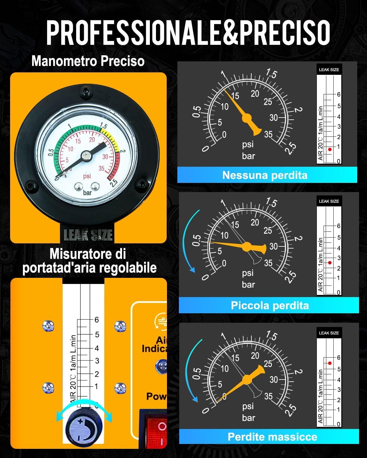 EVAP Rilevatore di perdite, Macchina per Fumo, Tester per EVAP con Motore ad Aria Integrato e manometro, 12 V | Indicatore di flusso, doppia modalità, rilevatore di perdite di carburante per moto, motoslitta, ATV, camion, barche