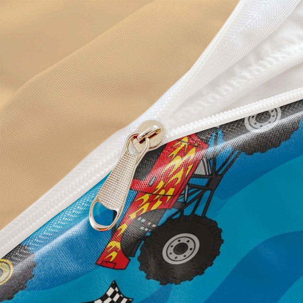 Kinder-Bettwäsche-Set mit Monster-Truck-Motiv, weiche Mikrofaser, Motiv: Monster-Truck, für Jungen-Schlafzimmer, Dekoration (Stil 4, Einzelbett 135 x 200 cm + 50 x 75 cm x 2)