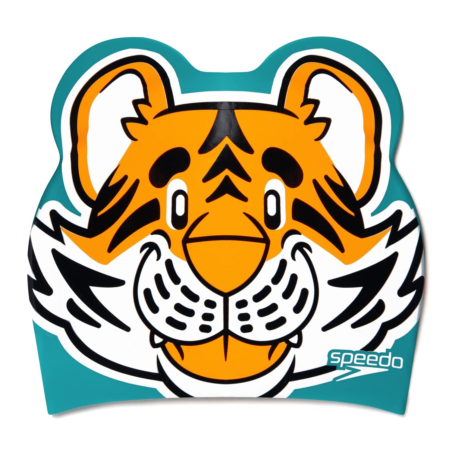 Speedo Unisex Kids Tiger Print Swim Cap for Tots - Boys and Girls - Orange & Green-picture-11
