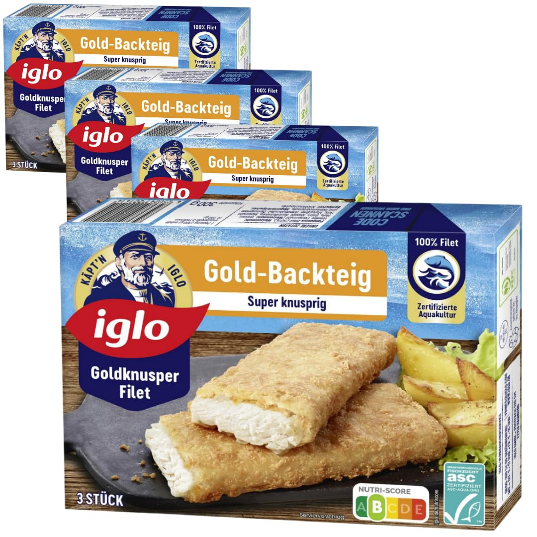 Iglo Goldknusper Filets Gold-Backteig 300 Gramm, 4 Er