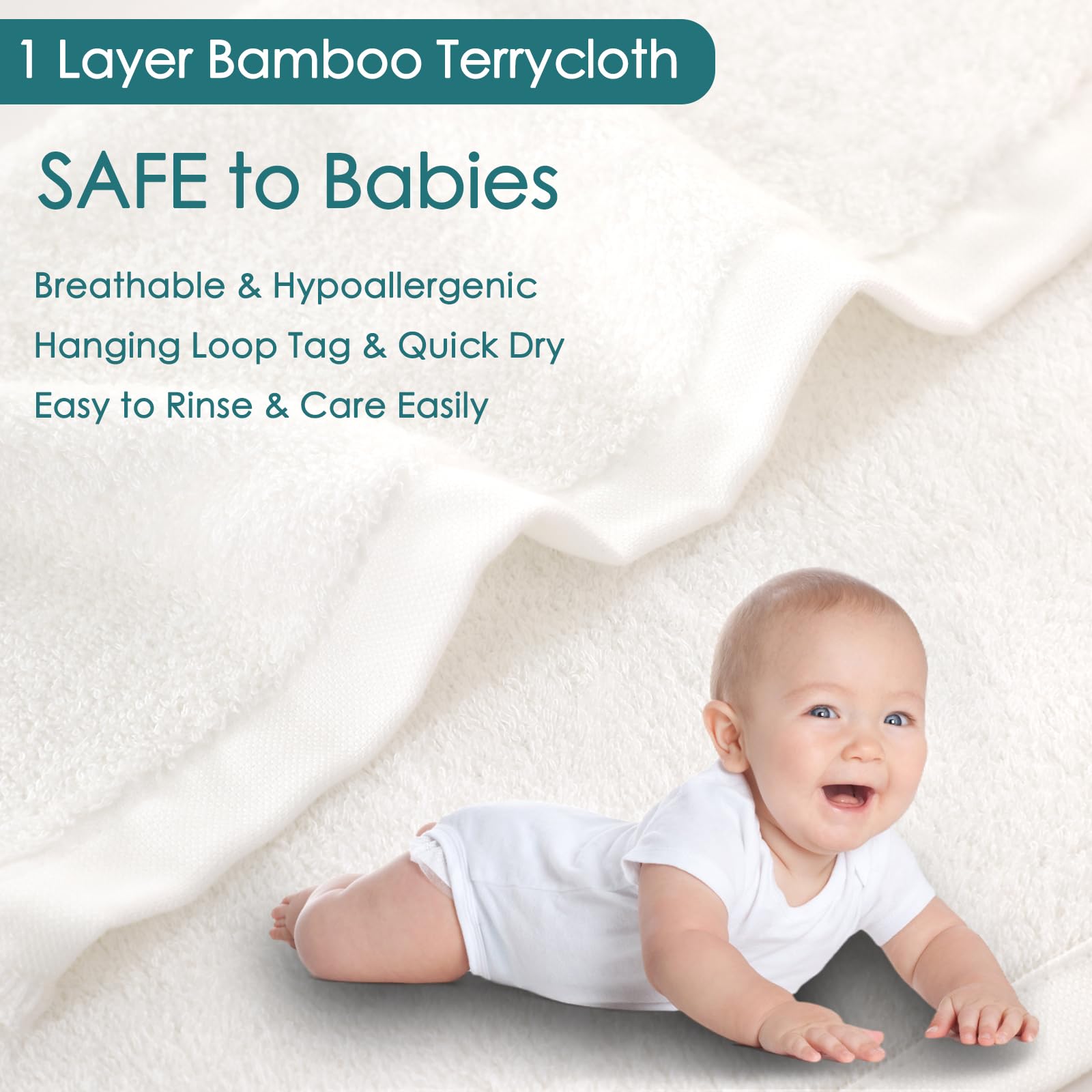 Lot de 6 débarbouillettes pour bébé, 25,4 x 25,4 cm, gants de toilette blancs doux et sûrs pour le visage et le corps, serviettes douces et sûres sur les peaux sensibles, cadeaux essentiels pour
