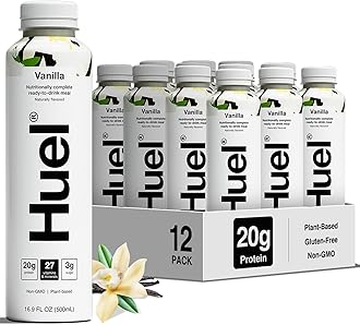 Huel Ready-to-Drink | Vanilla Meal Replacement Drink | High Protein Drink | Nutritionally Complete, Low Sugar, High Fiber, Plant Based, Vegan, Healthy | 20g Protein Per Bottle, 16.9 Fl Oz (12 Pack)