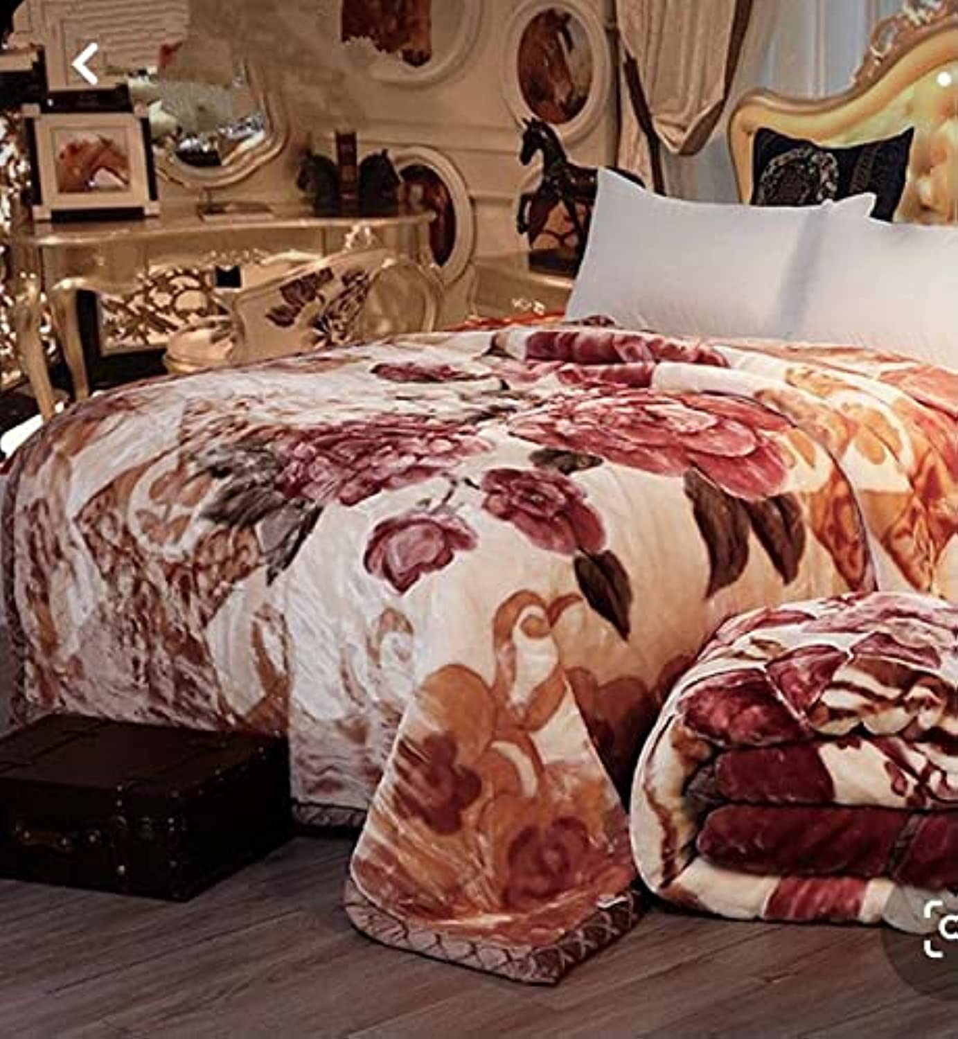 Ultra Soft Pure Luxurious Embossed Very Warm Korean Mink Blankets Single Bed Double Ply for Winter- (60 X 90 Inch, Multicolor11), 300 TC