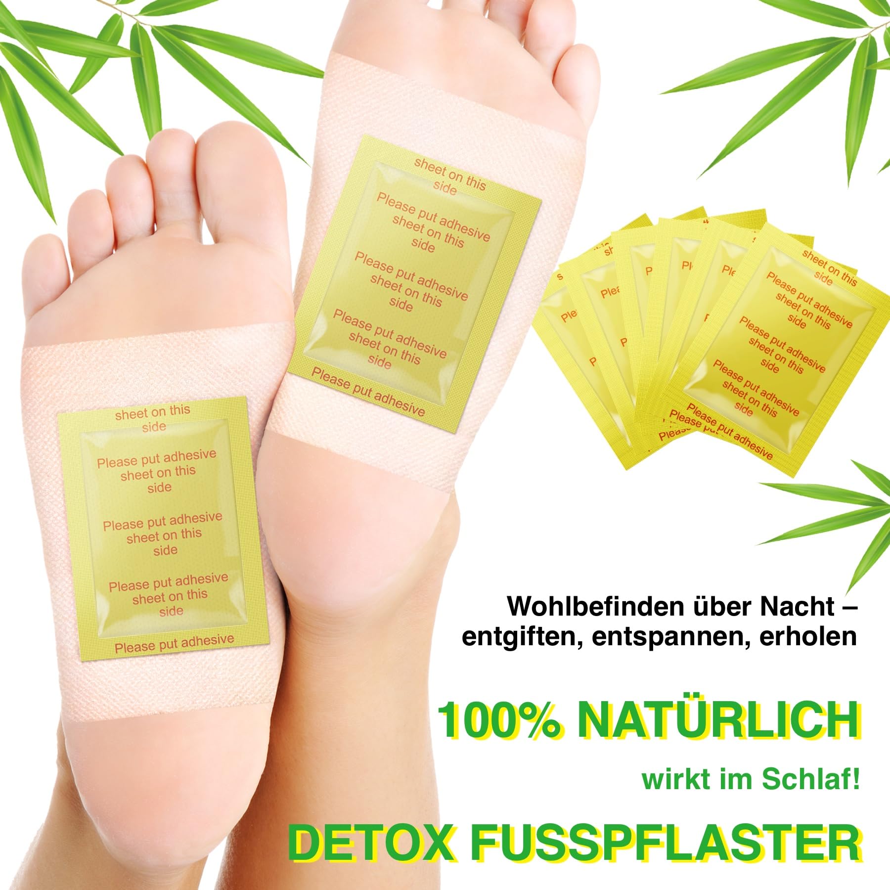 P-Beauty Detox - Cerotti disintossicanti per i piedi, con aceto di bambù e zenzero, 3 confezioni da 60 pezzi, per una disintossicazione naturale del corpo, un sonno migliore e più energia, benessere