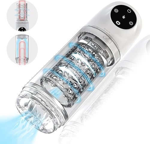 Masturbador masculino mejorado 4 en 1 4s bomba de pene bloqueable con un solo clic, bombas de vacío de liberación de 7 succión rítmica 7 rotación