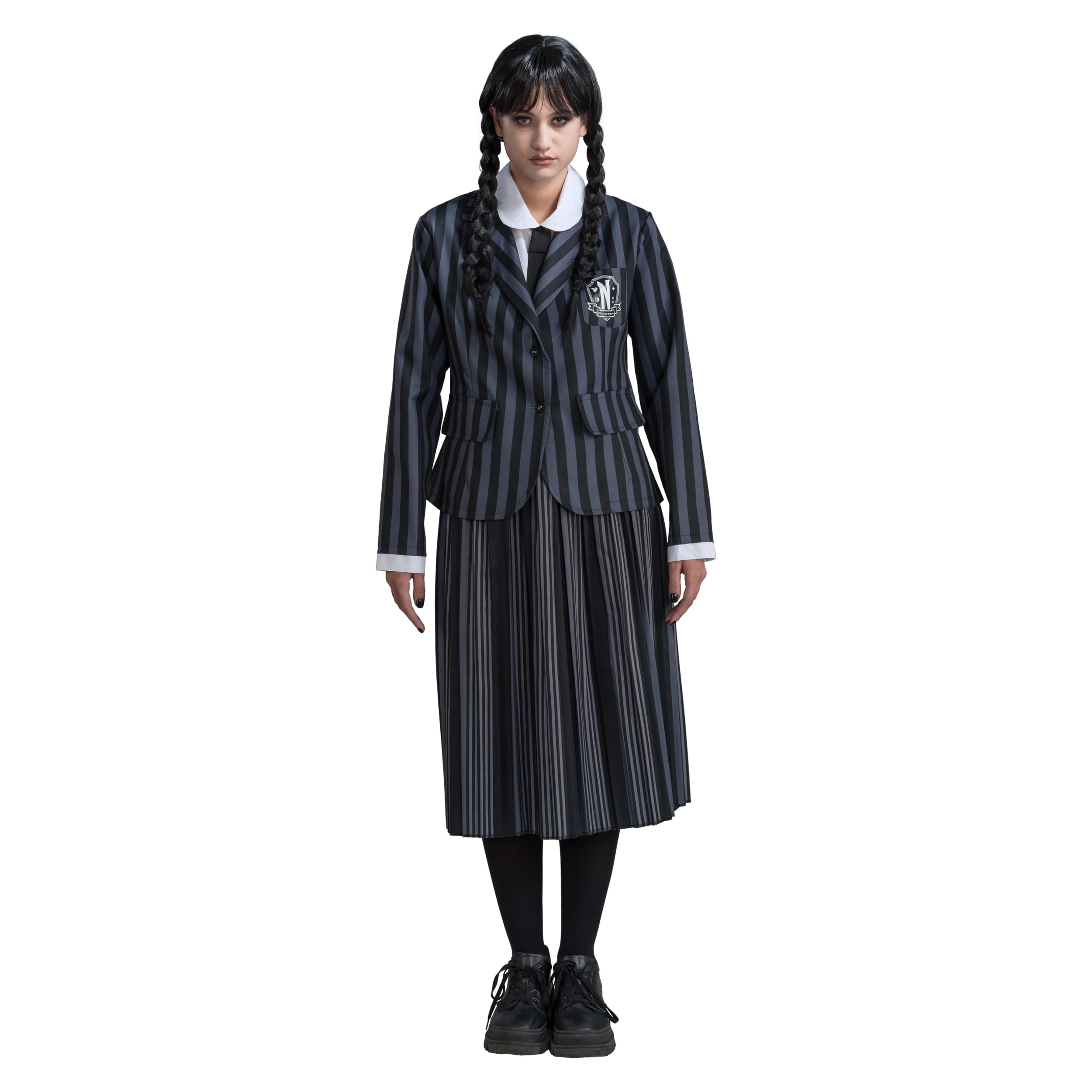 Chaks - Wednesday Addams School Uniform Women's Official Wednesday Costume, 3-Piece Outfit for Halloween & Carnival