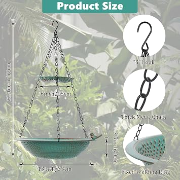 10FT Lotus Rain Chain and 13 inch Rain Chain Basin, Replacement for Gutter Downspout