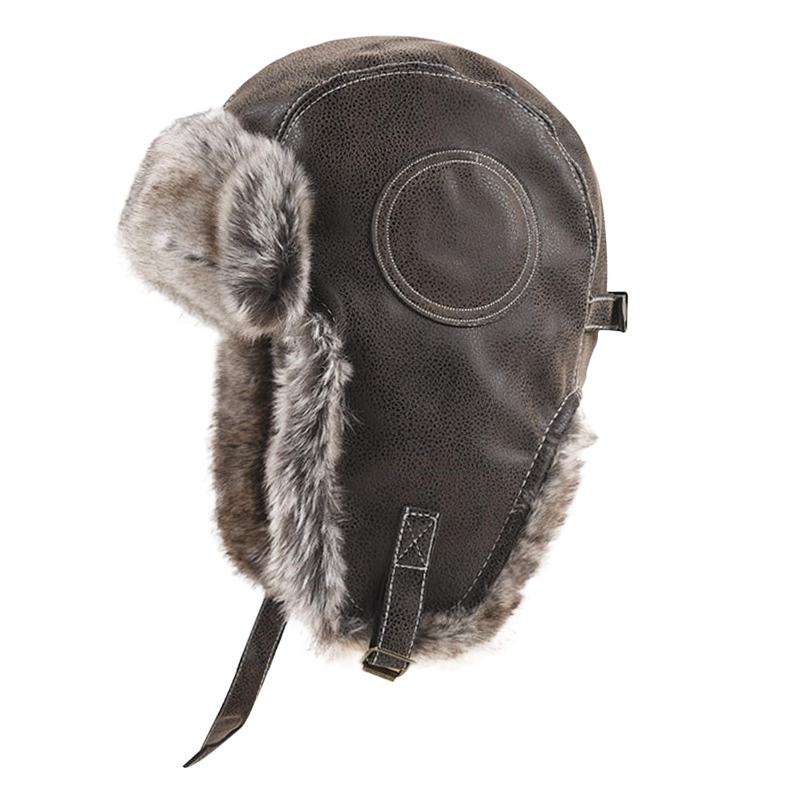 OhMill Chapka d'hiver en Cuir pour Homme Femme Chapeau Chaud Chapeau de Trappeur Bonnet Aviateur d'hiver Épaise avec Oreillettes en Peluche Anti-Vent pour Ski Extérieur