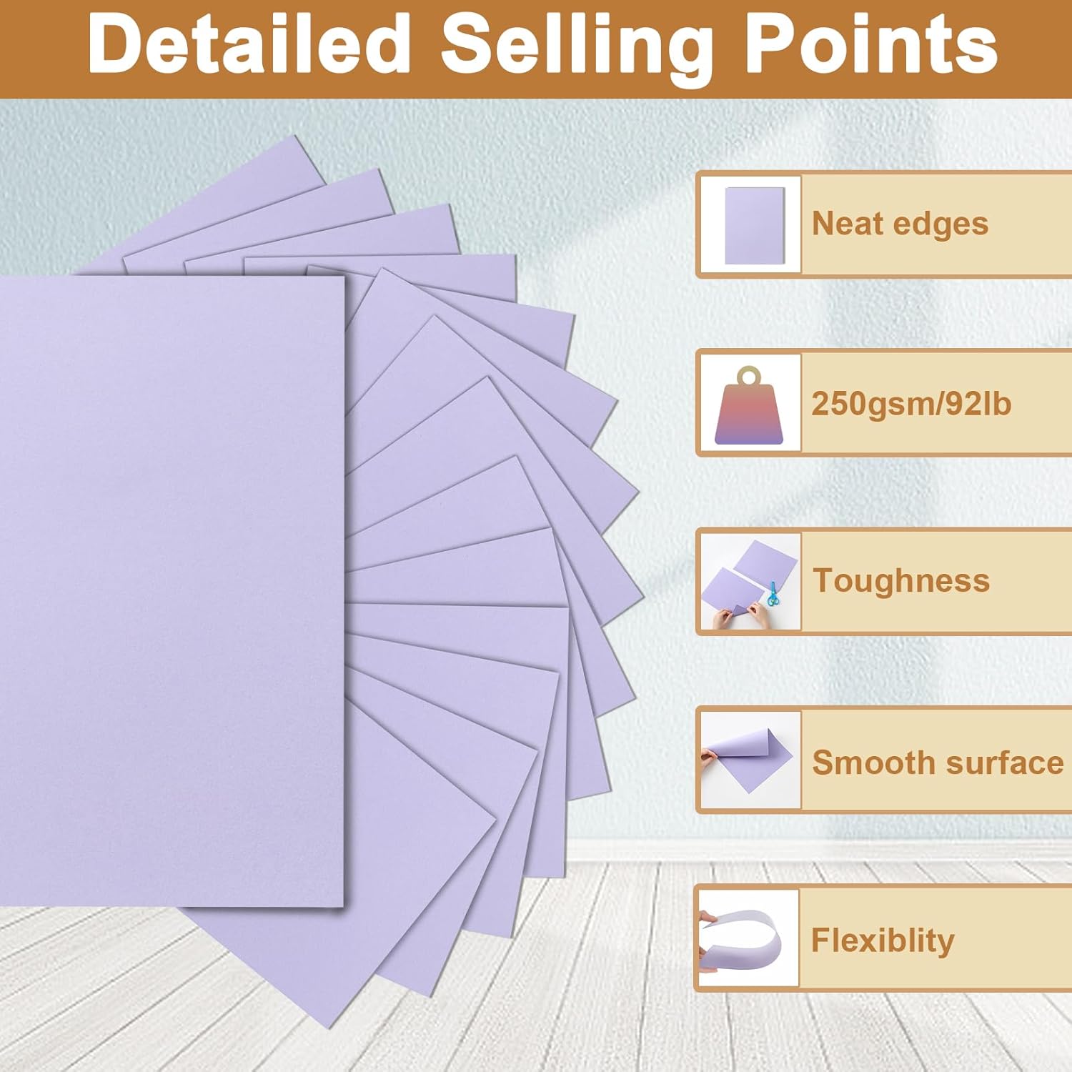 Silunkia 120 Sheets Light Purple Cardstock 8.5 x 11 Certificate Paper, 92lb Heavyweight Card stock Lavender Paper for DIY Card Making, Greeting Cards, Wedding Invitations, Party