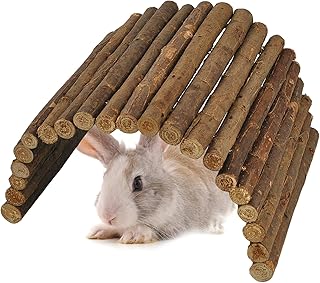 kathson Wooden Hamster Bridge,Guinea Pig Wood Ladder Bendable Tunnel Hideout Hut Small Animal Climbing Toys for Ferret Hedgehog Chinchilla Mice Rat Gerbil Baby Rabbit(19.6 x 6.0 in)
