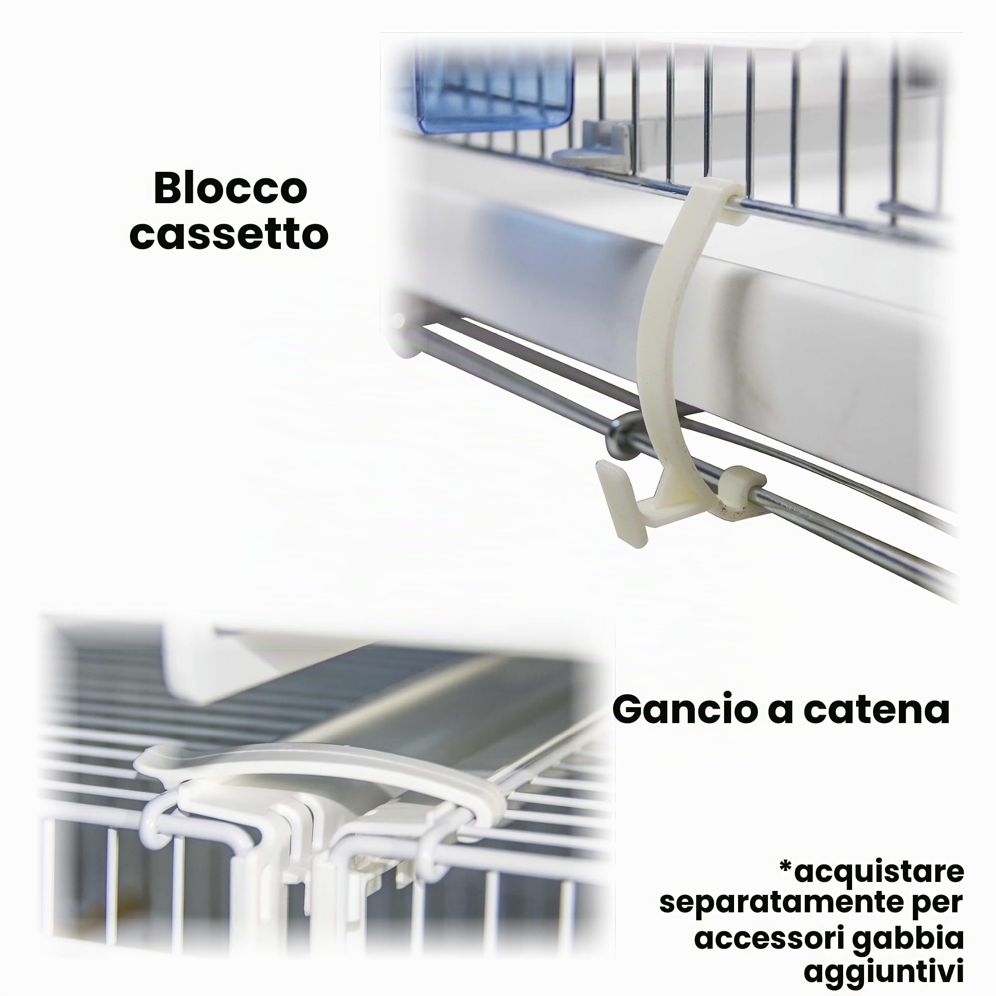Gabbia cova cm.120 Modello Cortina, Verniciata Bianca Pieghevole, Misure cm.120x40x40 h. la Gabbia è sovrapponibile con Laterali e Posteriore Chiusi