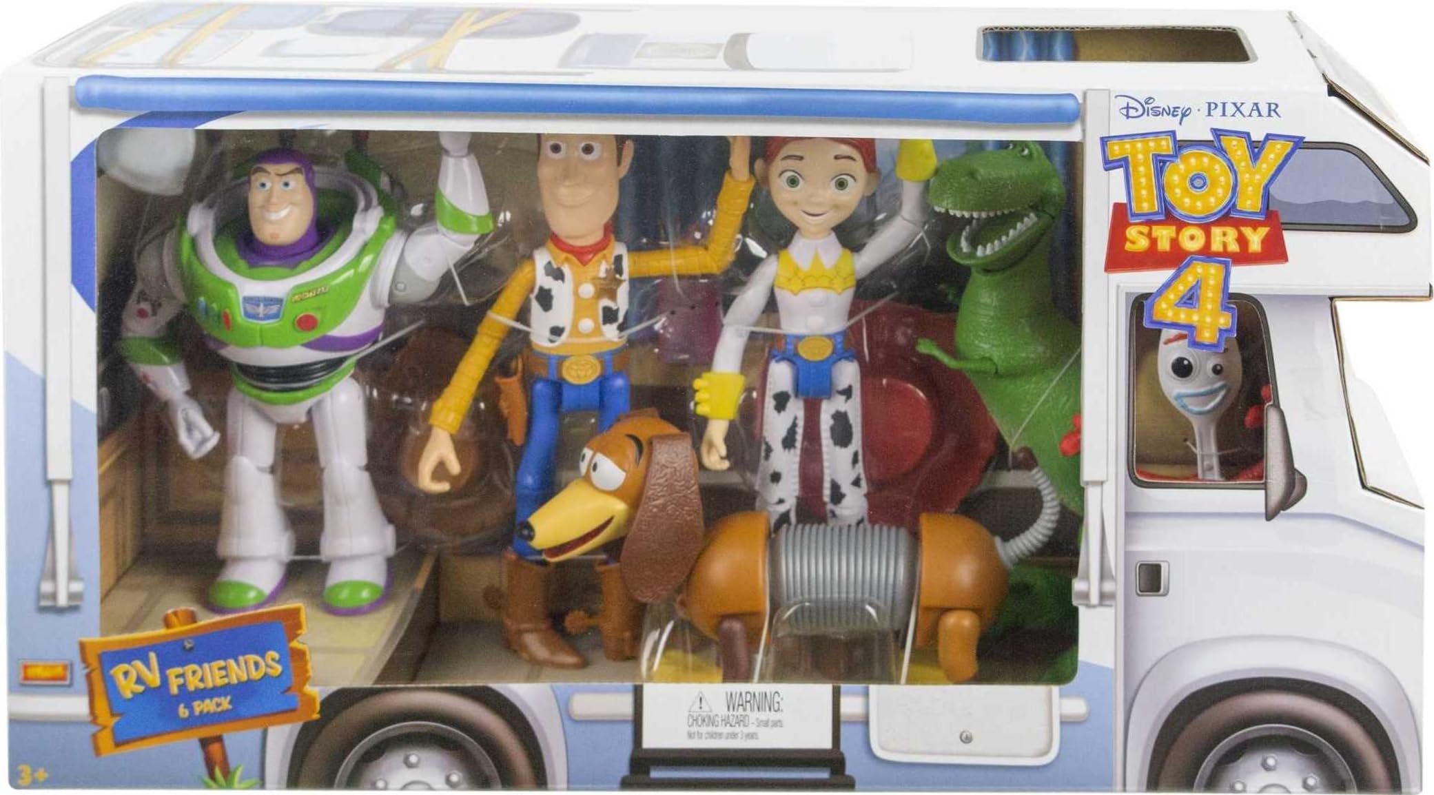 Mattel Disney e Pixar - Toy Story 4 confezione personaggi, avventure in vacanza, confezione da 6 con Woody, Buzz, Rex, Slinky, Jessie e Forky, snodati, Giocattolo e regalo per Bambini 3+ Anni, GDL54