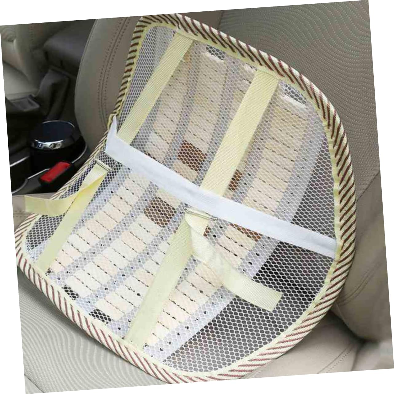 NOLITOY Summer Lumbar Support Cushion Breathable Mesh Back Rest for Car and Office Premium Bamboo Charcoal Waist Pad for Back Pain Relief Comfort