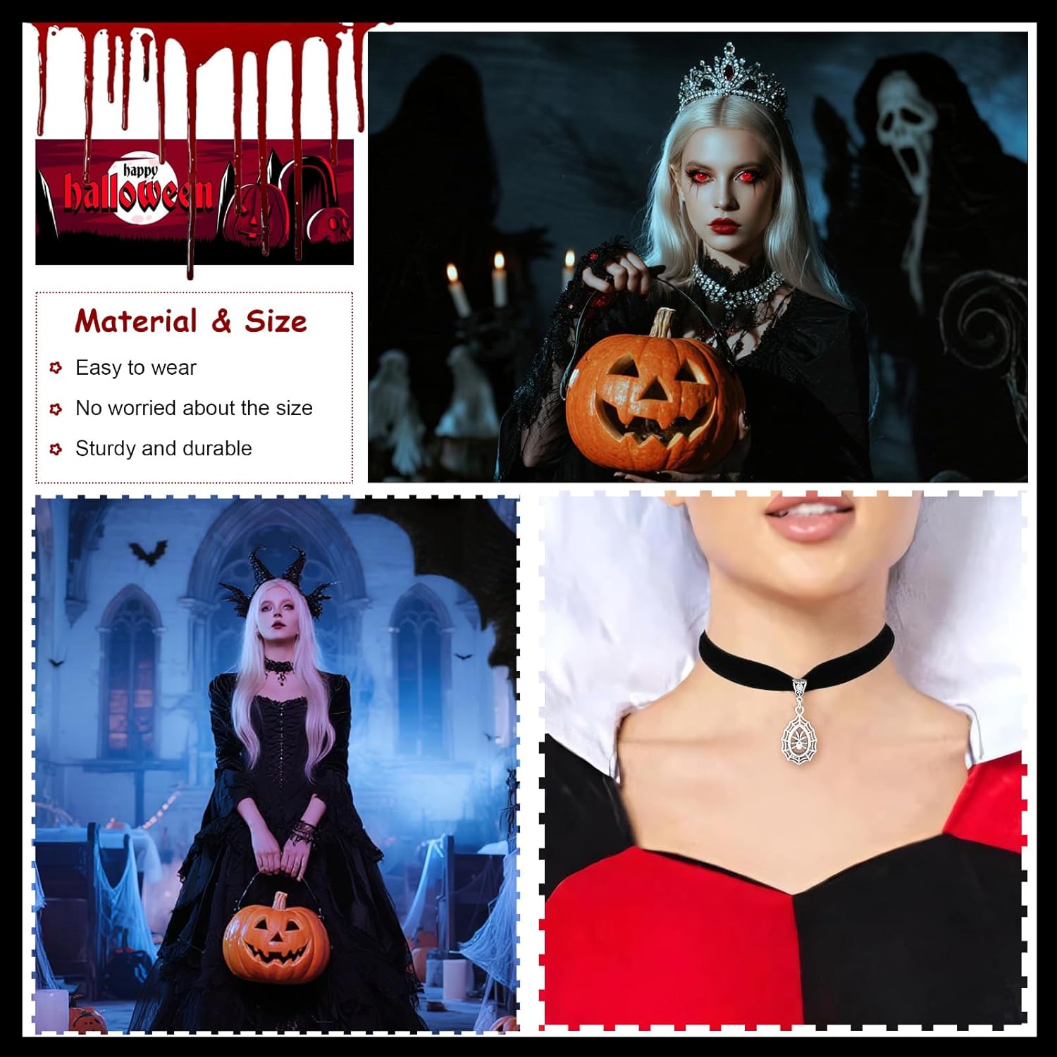 Black Choker Necklaces for Women Halloween Spider Necklace Vintage Spider Web Necklace Goth Accessories Gothic Jewelry - Image 4