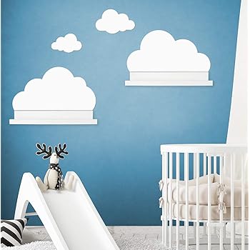 Wandtattoo Wolken In Weiss Fur Ikea Regalbrett Ribba Mosslanda 55 Cm Bilderleiste Fur Babyzimmer Kinderzimmer Aufkleber Fur Wand Und Tapete Amazon De Baby