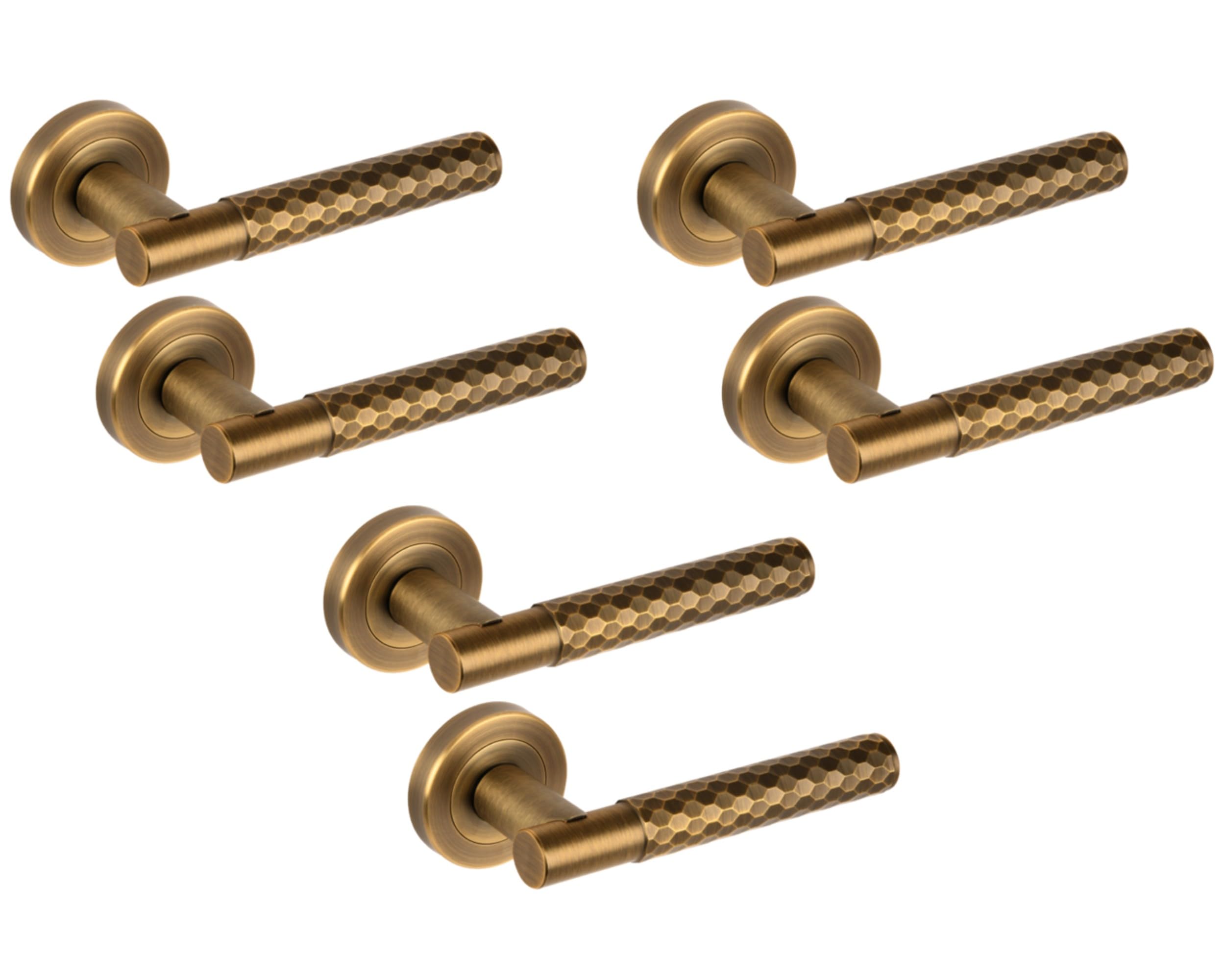 Hunta Matt Bronze Handlezone® 3 Sets Roca Diamond Cut Knurled Lever On Round Rose Door Handles, Internal Passage Latch Handles