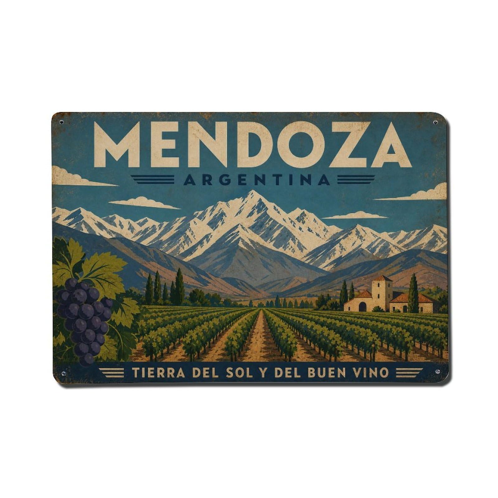 Huiyhb 8X12inch(20X30cm) Retro Travel Argentina Mendoza Metal Tin Sign