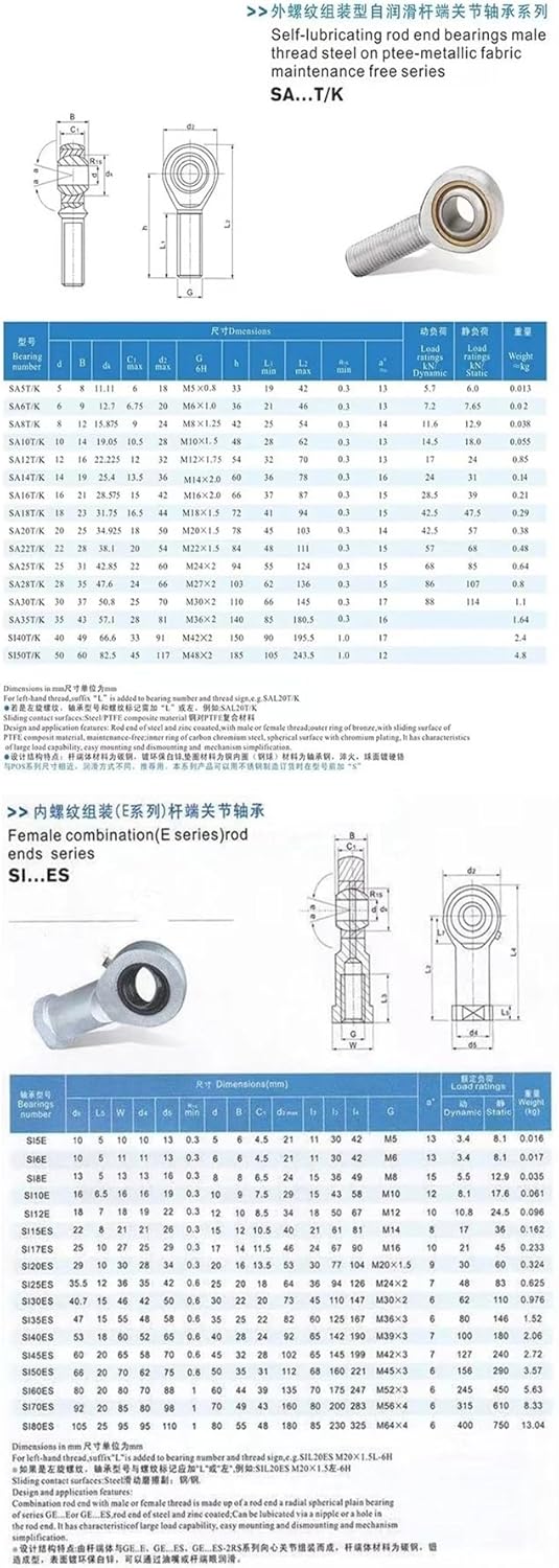 SI30T-K SI35TK SIL35TK Internal Screw Thread Rod End Bearing(SI30T-K M30x1.5)