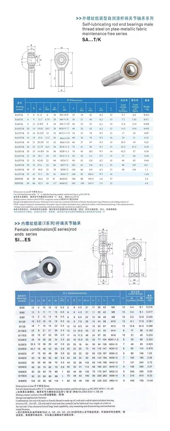 SI30T-K SI35TK SIL35TK Internal Screw Thread Rod End Bearing(SI30T-K M30x1.5)