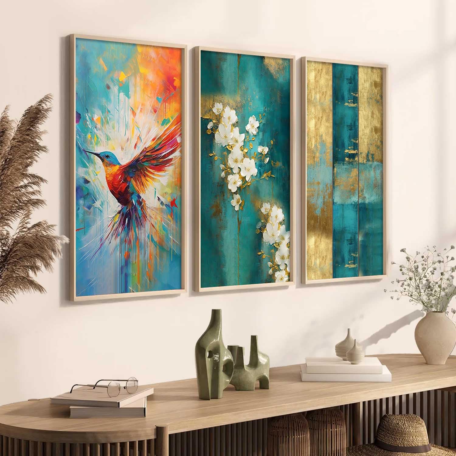 Kotart Abstract Wall Art Set - 3 Floral Prints -6 Kotart Abstract Wall Art Set - 3 Floral Prints -6