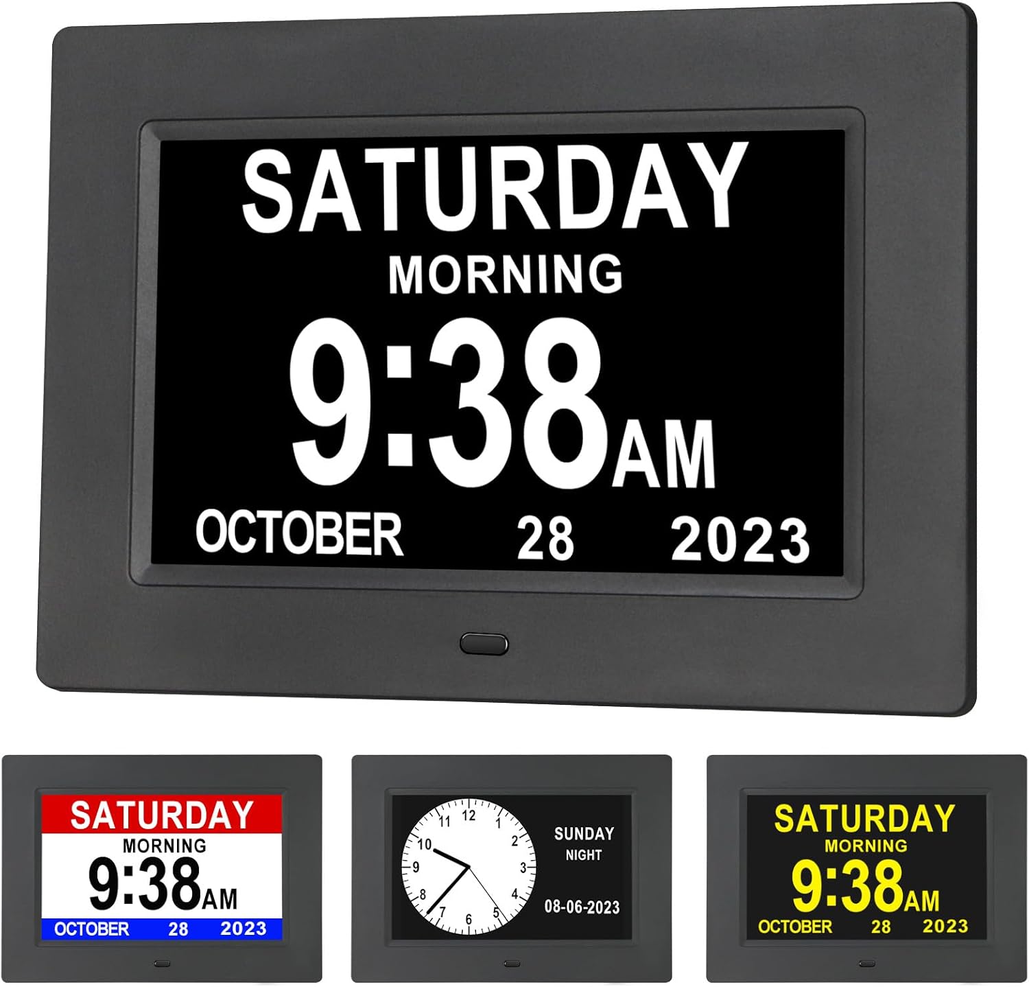 Aowasi Digital Calendar Clock, 12 Custom Alarm Options, Calendar Clock with Day and Date Display 7-Inch Large Display, Digital Clock for Seniors Dementia Alzheimer Memory Loss Vision Impaired Elderly