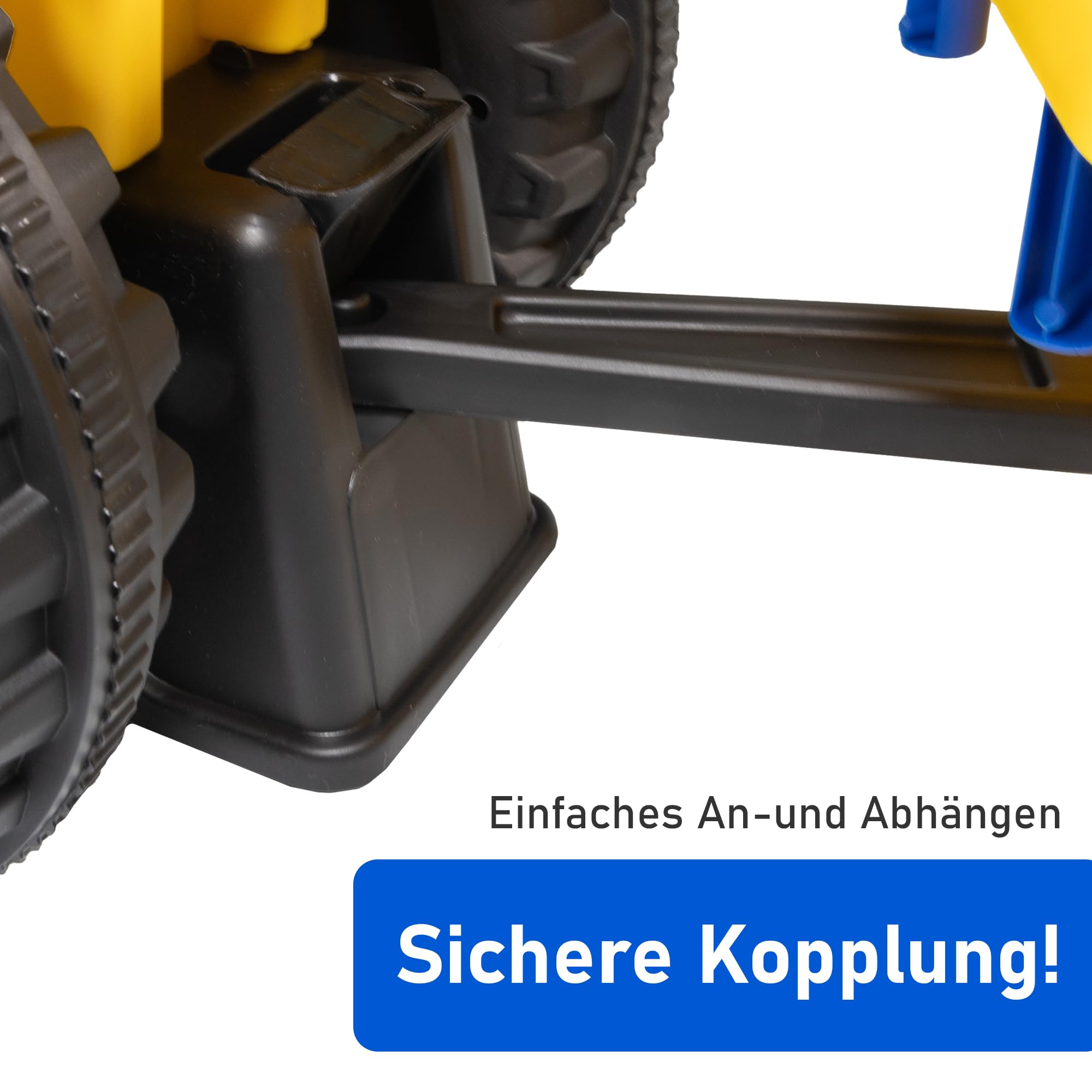 Lemodo Rutschauto Traktor New Holland ab 1 Jahr | Kinderauto mit Anhänger | Rutschfahrzeug mit Schaufel und Rechen | Kinderfahrzeug in gelb | Rutscher mit Sound, Licht | Lizenziertes Kinderspielzeug