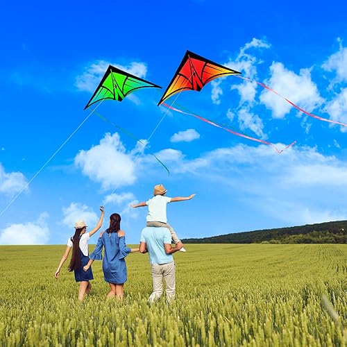 Miniatura 5 de Large Delta Kite for Kids & Adults - Easy to Fly Outdoor Kites for Kids Ages 8-10, Perfect for Beach & Family Activities, Includes Line & Handle