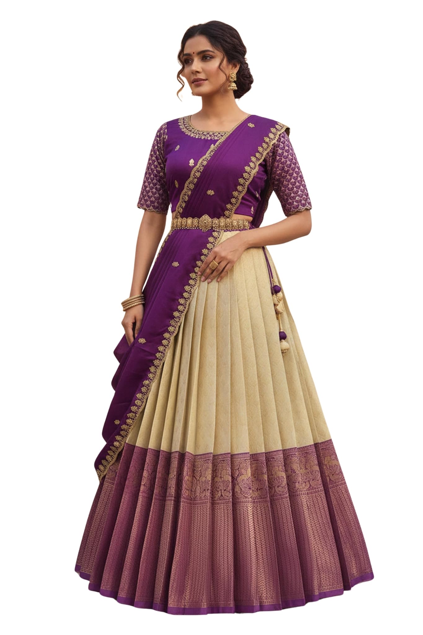Beautiful South Indian Style Unstitch Lehenga Choli for Women | PL230-image-21