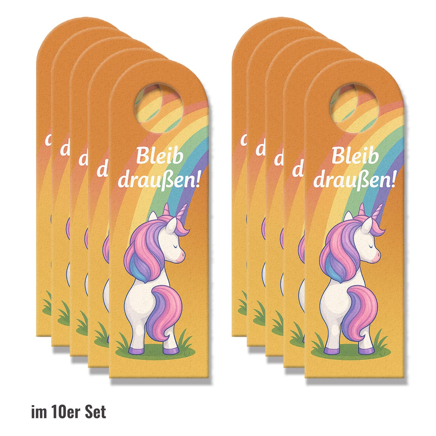 speecheese Türhänger 10er Set Einhorn lustig Bleib Draußen Komm rein Set