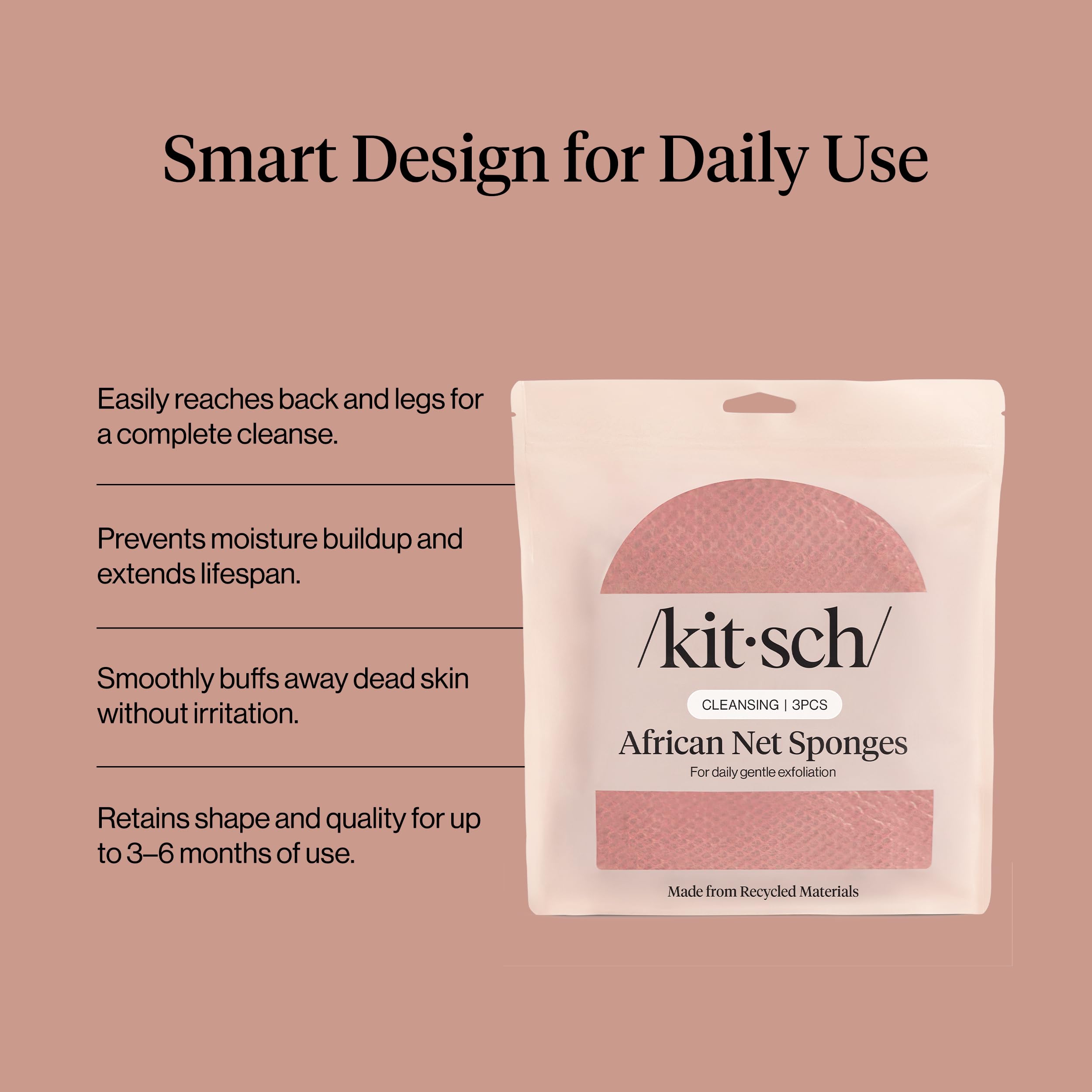 Kitsch African Net Sponge - Berry Pink Exfoliator -3