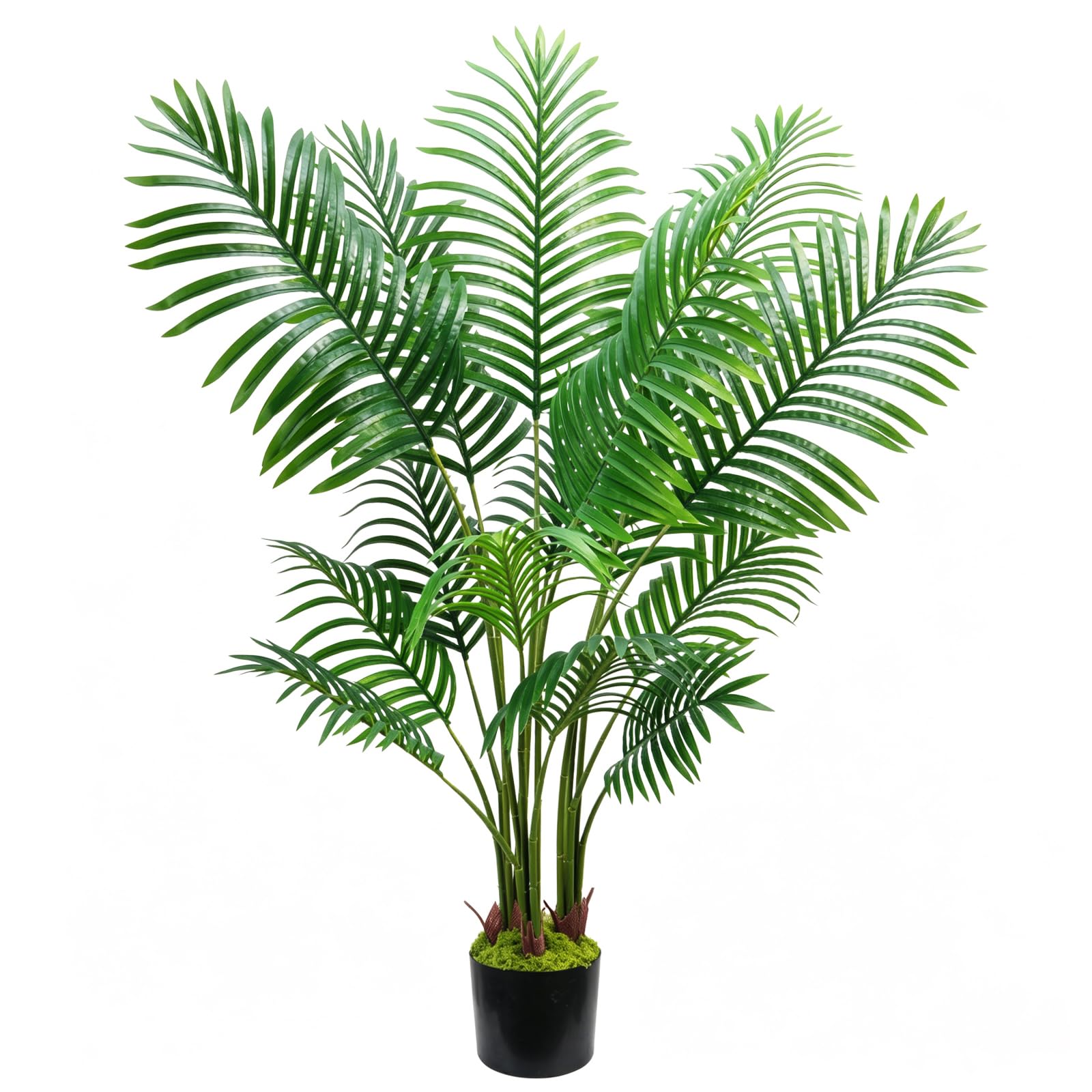 Fairblo Artificial Plants Indoor Outdoor Artificial Palm Tree 120cm/4FT Tall Fake Tropical Palm Plants in Pot with 15 Leaves Floor Plant Faux Areca Palm Tree for Garden Living Room House Office Decor