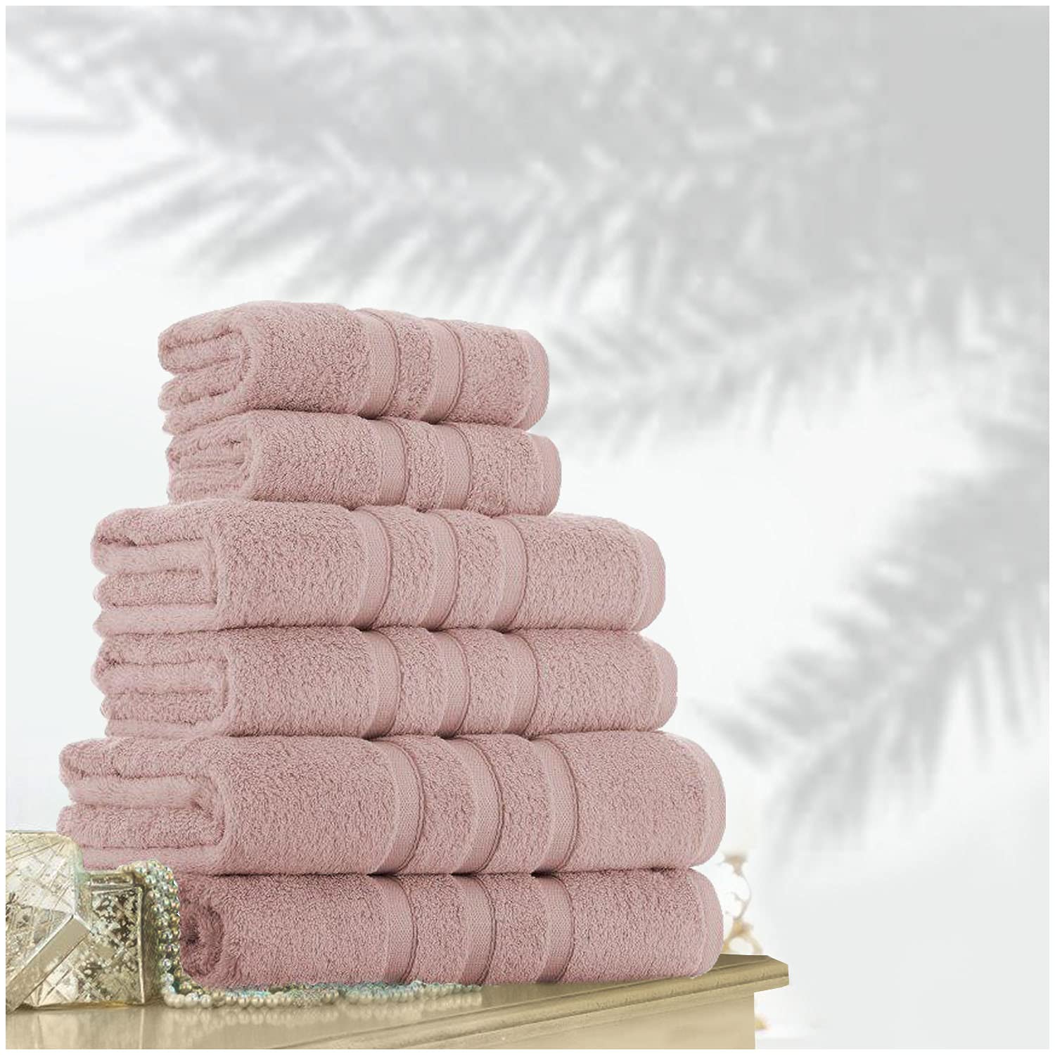 GC GAVENO CAVAILIA Soft Hand Towels For Bathroom Set Of 4, Super Absorbent Towel, 550 GSM Cotton Towel Sets Blush Pink, 50X80