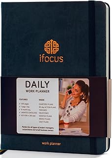ifocus Work Planner for Business Project,Schedule & Goal Setting, Hourly Undated Daily Weekly Monthly Professional Large Hardcover,Perfect Time Blocking & Full Planning System