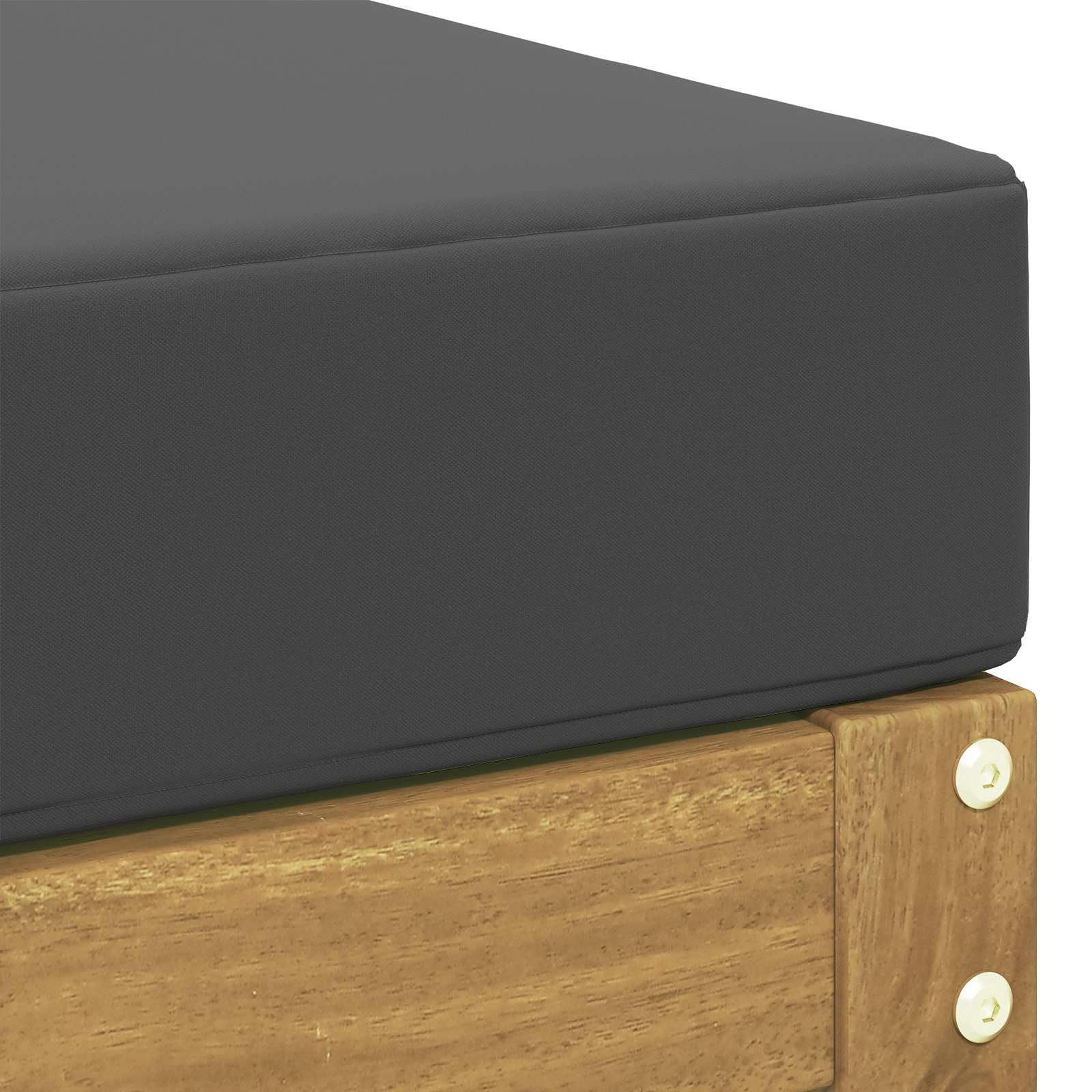 Ensemble de canapés d'extérieur modulable Blanc et Anthracite, Bois d'acacia Massif, 115 x 43 x 45 cm, pour Balcon, Patio et terrasse, Assise Confortable avec Coussin