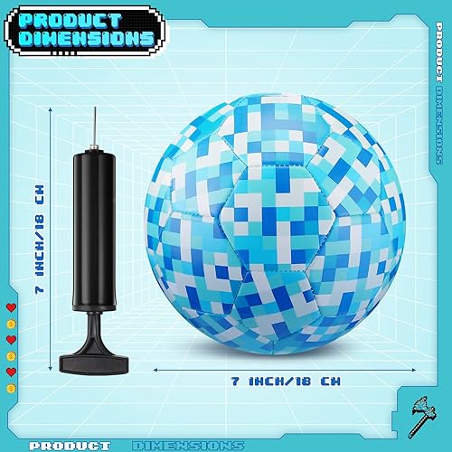 Miniatura 2 de Pixel Size 3 - Balón de fútbol con bomba de 3 a 4 años, 4 a 6, 6 a 8 píxeles, para interiores y exteriores, juguetes de fútbol con bomba para niños,