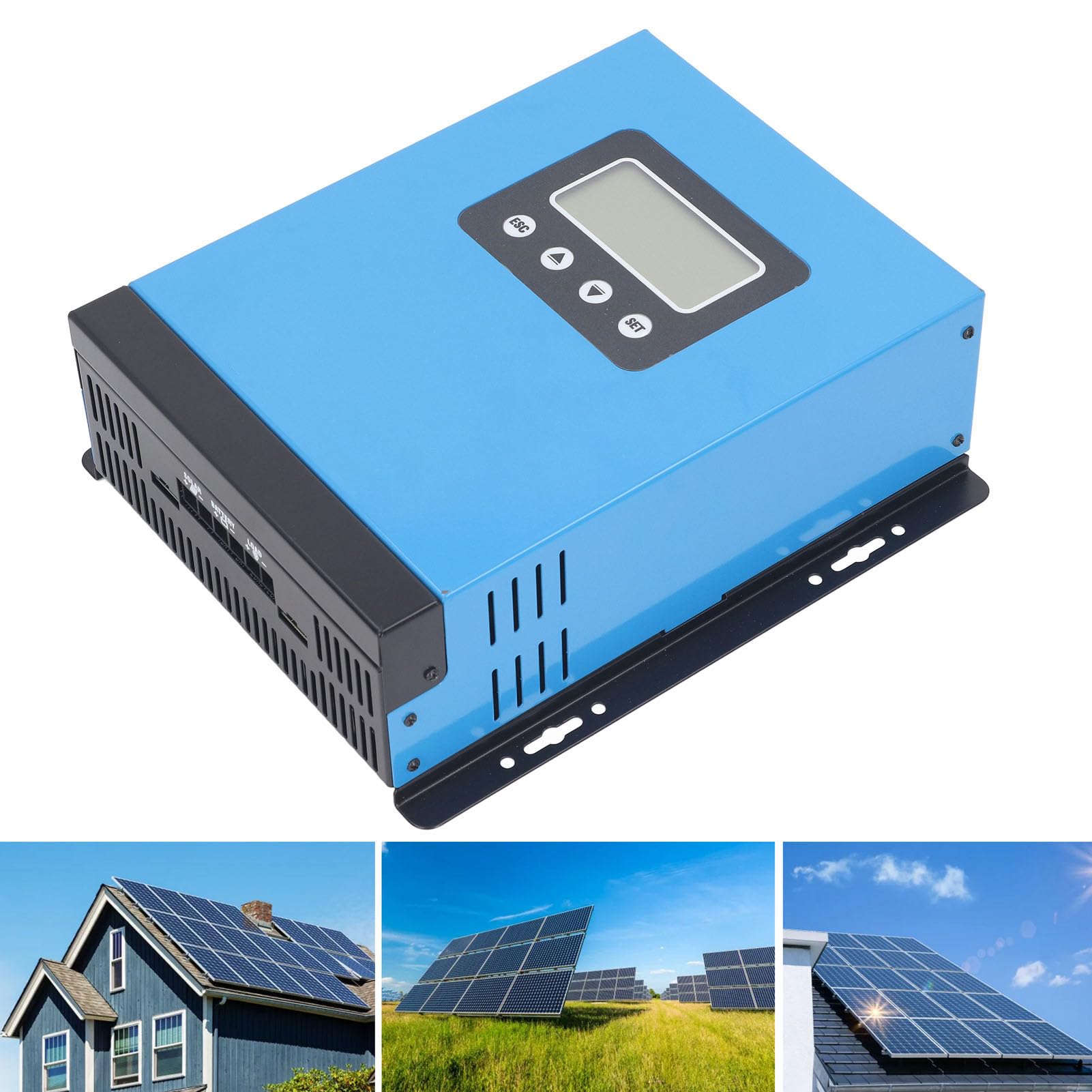 Contrôleur de Charge Solaire MPPT, Contrôleur Solaire en Alliage d'aluminium 60 A Automatique 12 V 24 V 36 48 avec écran LCD 98 % d'efficacité pour Système de Camping-car, Bateau, Maison