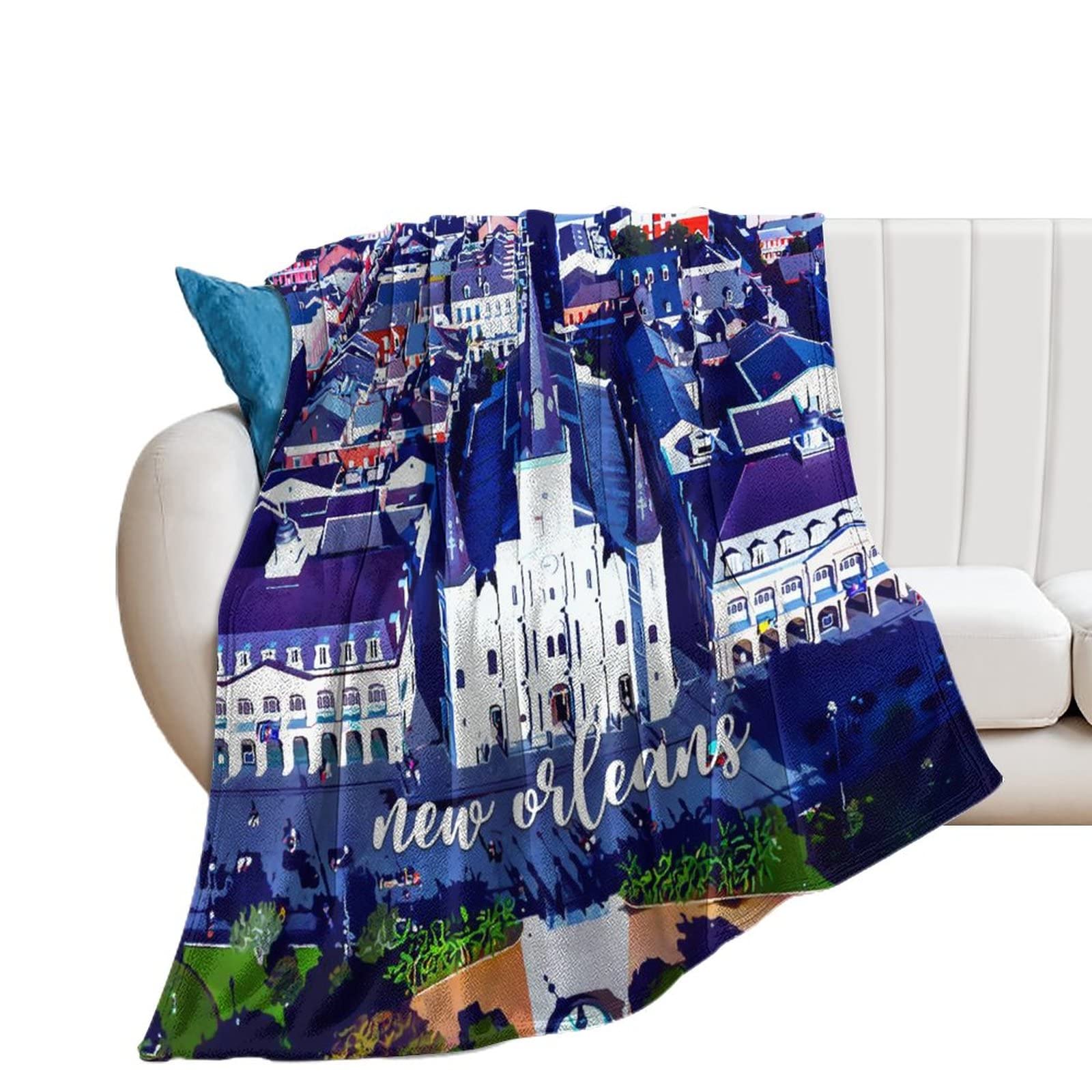 Couverture en flanelle Nouvelle-Orléans douce et légère 152x203 cm pour canapé