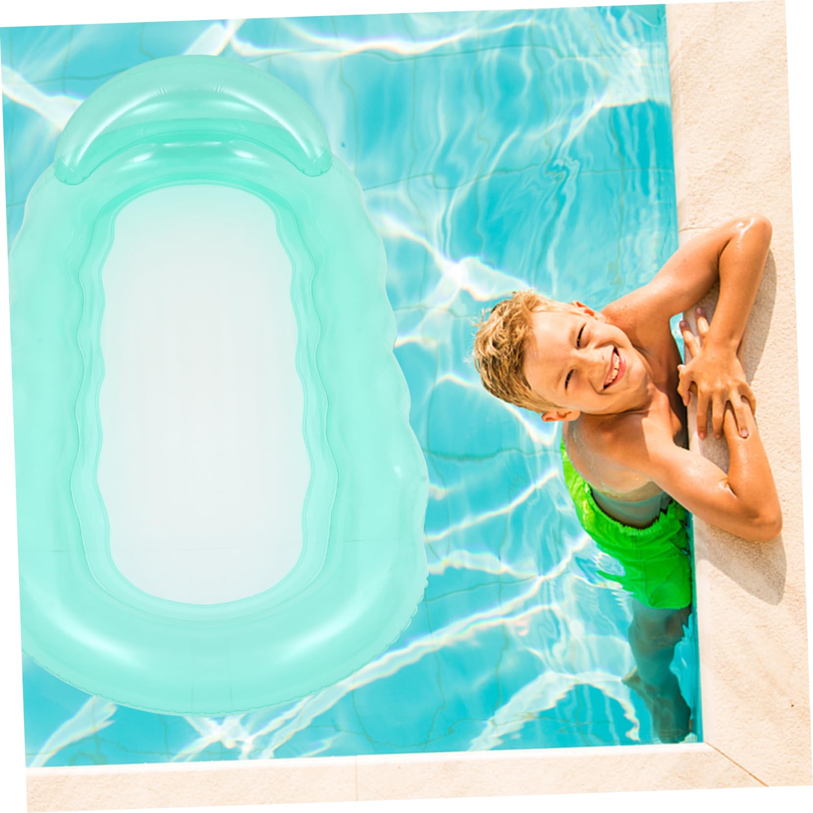 Gatuida Hamaca Inflable para Piscina Reposacabezas Cómodo Diseño Portátil Material Resistente Fácil Inflar y Desinflar para Fiesta y Relajación Acuática