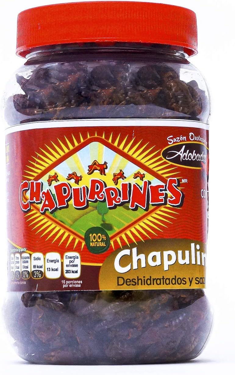 Merci Mercado Chapulines (grasshoppers) - Gourmet edible insects from Oaxaca Mexico (Adobo flavor) ( 80 g / 2.8 oz) HIGH PROTEIN CONTENT