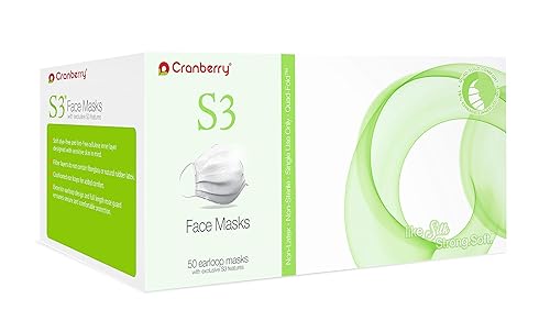 S3060W Cranberry Series S3060 - Mascarilla facial para las orejas, color blanco (paquete de 50)