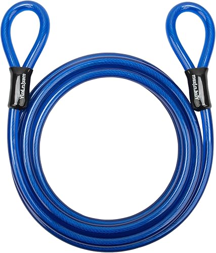 Miniatura 9 de Cable de seguridad de acero de 15 pies: resistente cable trenzado de 0.472 in flexible con bucles, revestimiento de vinilo y envoltura de PVC a