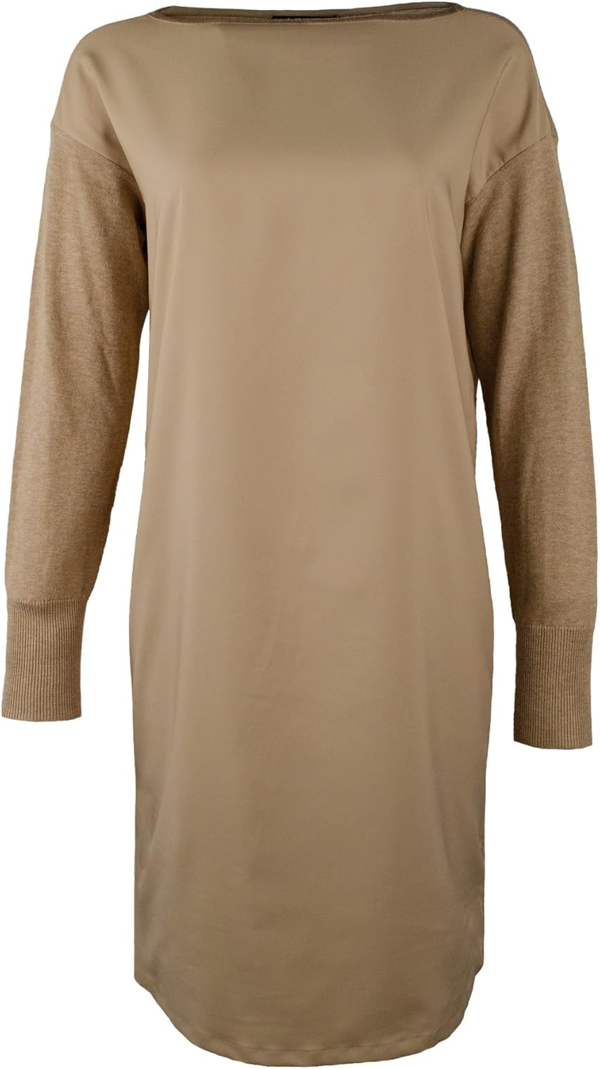Ralph Lauren Women's Petite Farheen Twill-Front Sweater Dress-HH-PM