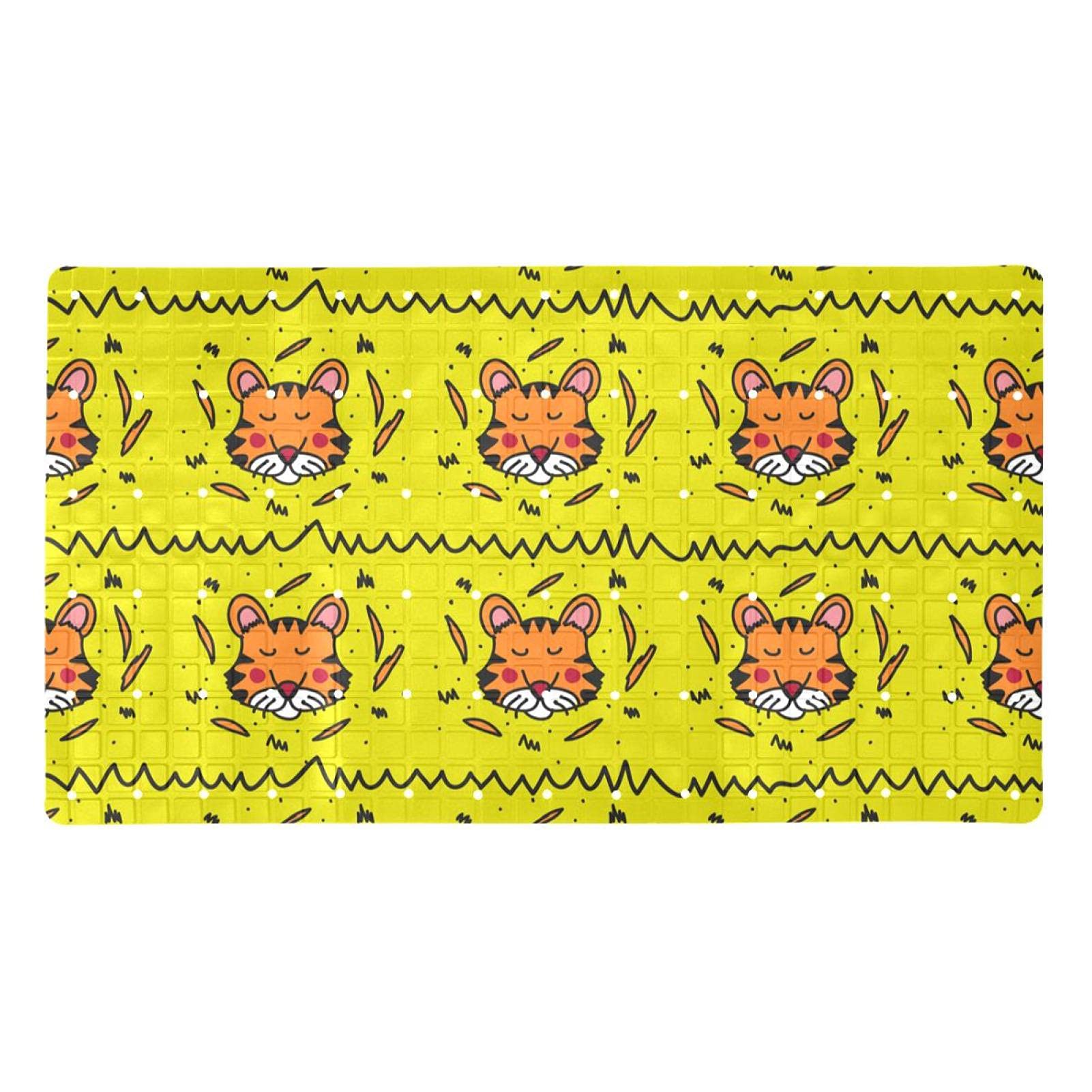 Tapis de bain antidérapant PVC jaune à trous de drainage baignoire
