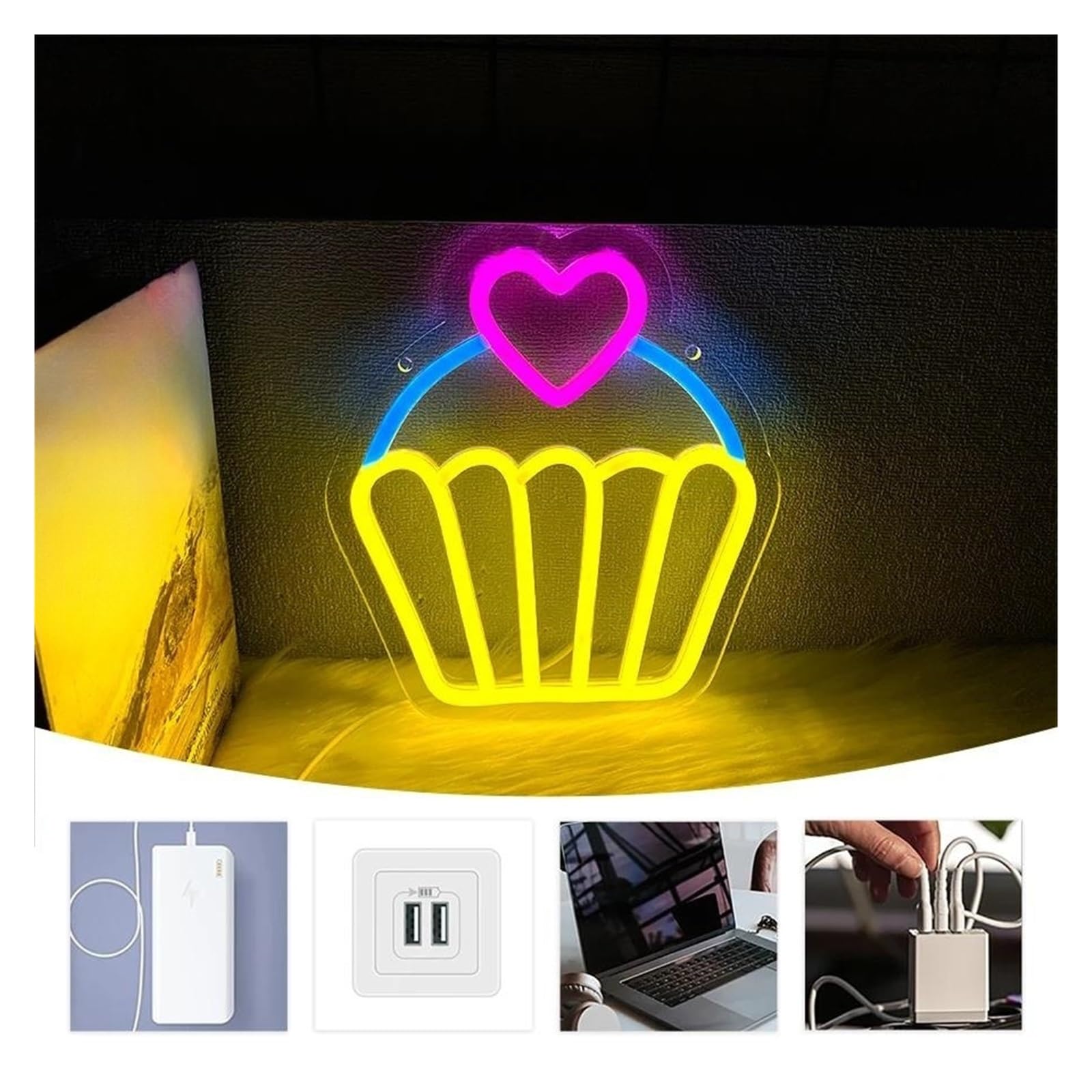 XENITE Luces Art Decoration Christmas Letrero De Neón Para Pastel, Luz LED Regulable Para Negocios Postres Tiendas De Comida Restaurantes Cafeterías Fiestas De Cumpleaños Decoración 21cmx24cm