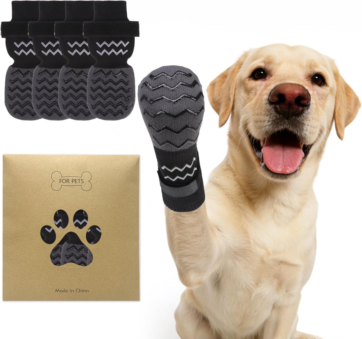 Dog Socks Shoes for Hot Pavement to Prevent Licking Paws, Summer Anti Slip Pet Booties with Grip Traction Control for Hardwood Floors, Grippy Boots & Paw Protectors for Small Medium Large Senior Dogs