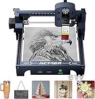 ACMER S1 6000mW Laser Engraver & Cutter - 0.04mm Precision Spot, 130x130mm Area for Wood, Acrylic, Metal, Glass