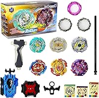 Vista 2 de Ingooood Juguetes giratorios para niños, paquete Fusión Metal, 6 piezas, Battle Top Burst Juego de alto rendimiento con 2 lanzadores (H-9A)
