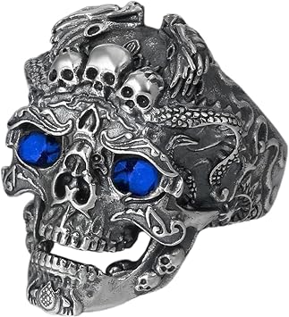 Gothic Skull Rings,Fashion Rings Vintage | Vintage Retro Skeleton Jewelry, Gothic Fashion Rings, Scary Skull Head Open Rings For Women Boys Girls Jewelry