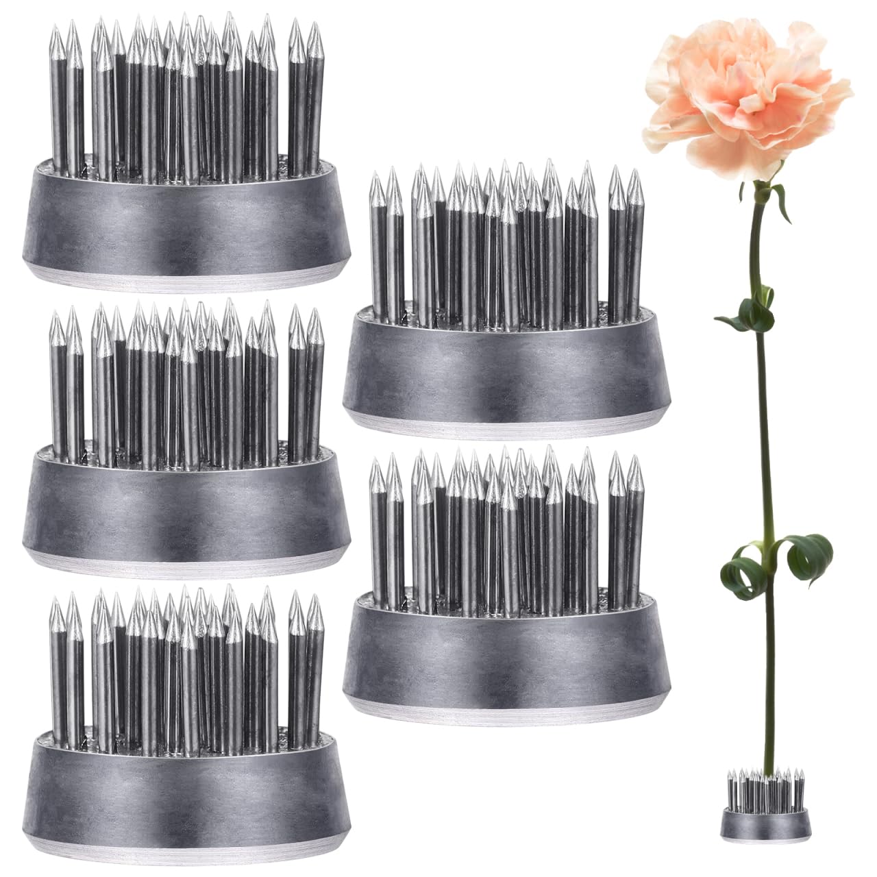 TEHAUX 5 Stück Blumen Frosch(23mm), Kenzan Blumenhalter Rund Steckigel Blumen für Mini Vasen, Tischdeko & Blumenarrangements Hotel Blumenläden Büros Gärten Teestuben