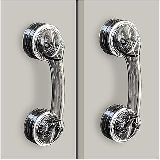 2Pcs Suction Cup Door Handles for Glass Windows and Sliding Doors No Drilling Removable Refrigerator Handle Cabinet Doorknob Suitable for Home Bathroom Kitchen Black